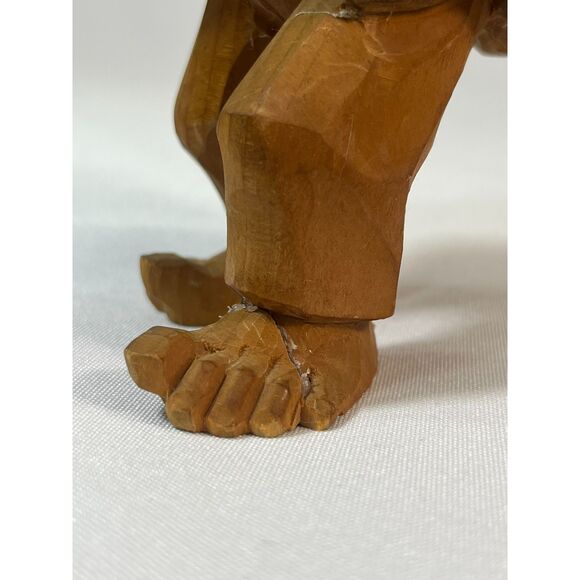 Vintage Hand Carved Wood Hobbit Man with Log - Picture 6 of 8